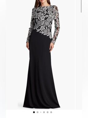 Tadashi Shoji Black Maxi Skirt with White Lace Detail